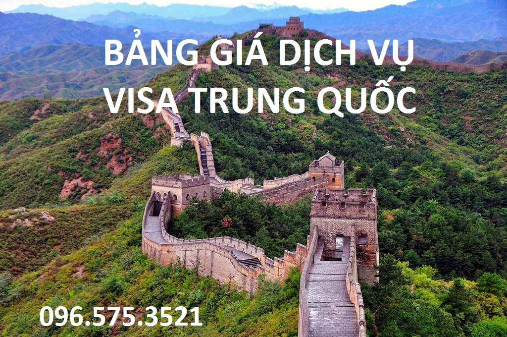 BẢNG GIÁ DV VISA TRUNG QUỐC